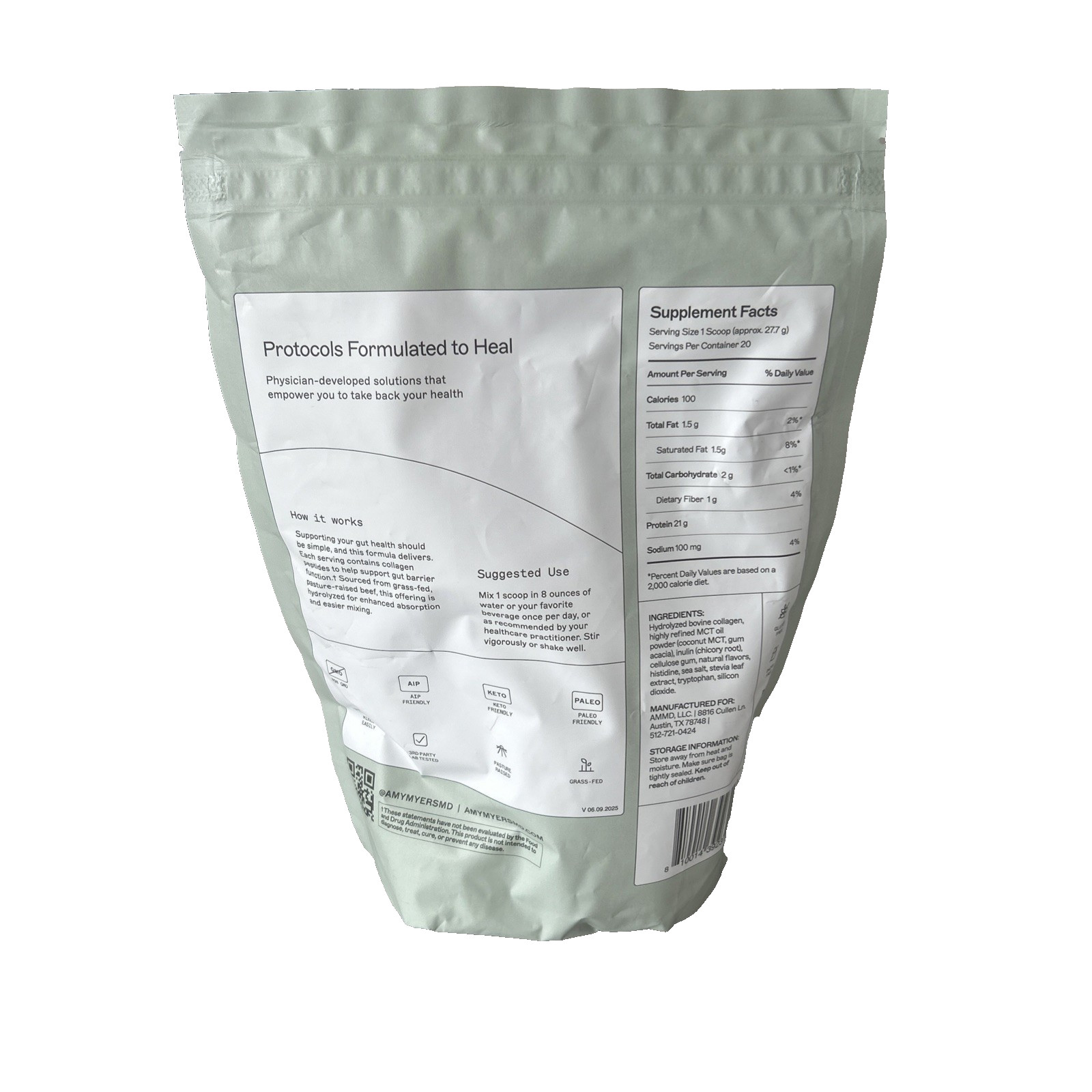 Amy Myers MD Paleo Protein Powder Vanilla 19.54 oz NEW Sealed Expiry 10/2027