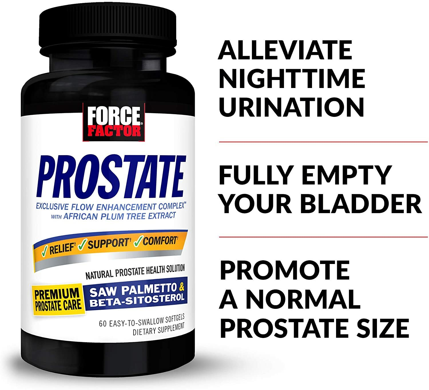 Force Factor Prostate Support Formula African Plum Tree 3x60ct (180ct Total) New