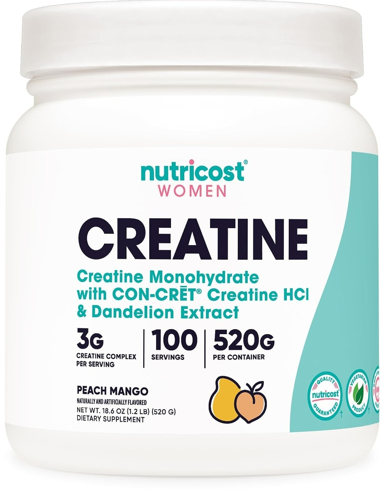 Nutricost Creatine Monohydrate Powder for Women 50 Servings Unflavored