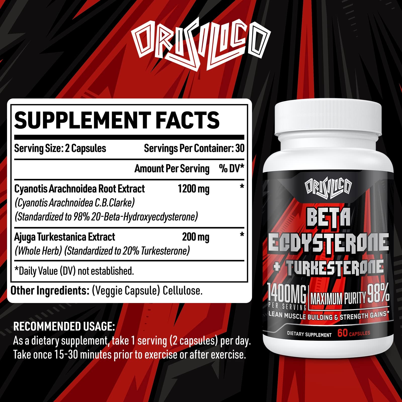 1400mg Beta Ecdysterone and Turkesterone Supplements, Maximized 98% Beta Ecdy…
