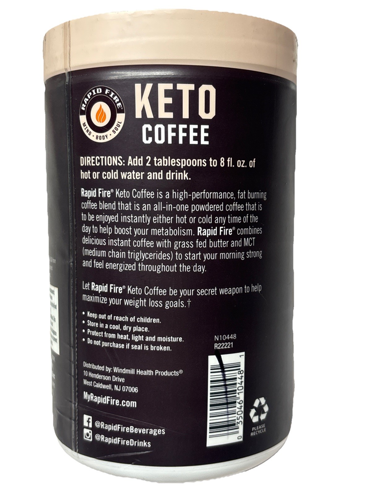 Ketogenic Coffee Metabolism 7.93 Oz By Rapid Fire Instant Medium Roast READ DES