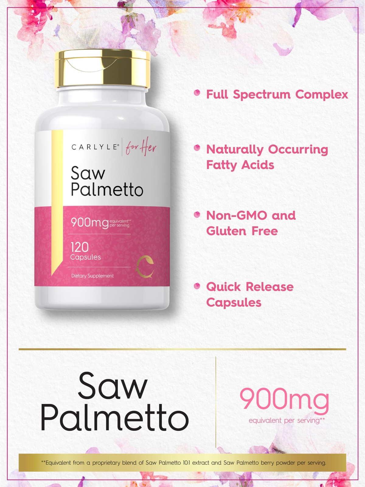 Carlyle Saw Palmetto for Women 900mg | 120 Capsules | 120 Count (Pack of 1)