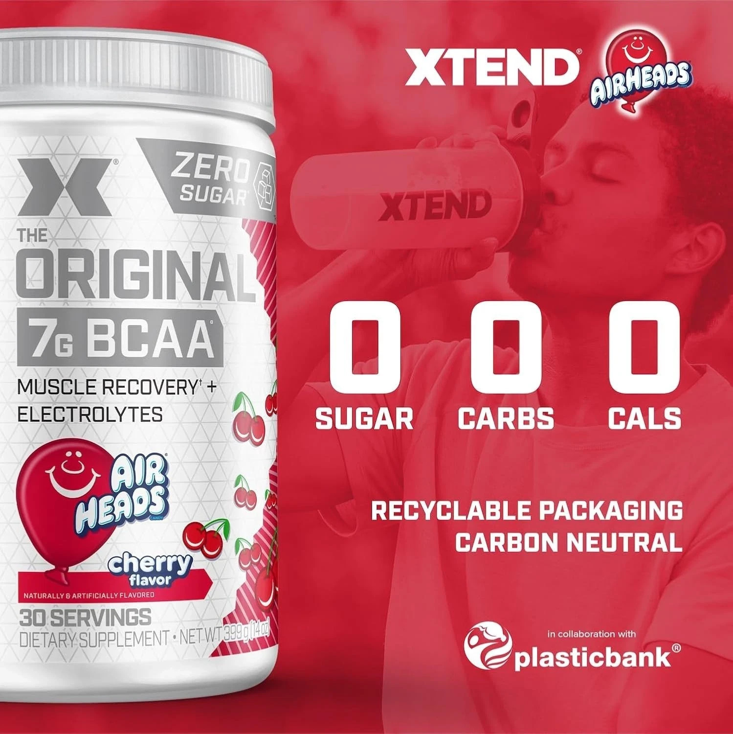 XTEND ORIGINAL 7g BCAA Cherry Air Heads Muscle Recovery +Electrolytes Zero Sugar