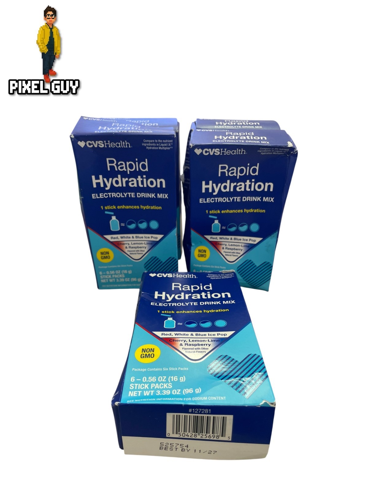 Lot Of 5 CVS Rapid Hydration Drink Mix Red, White & Blue Ice Pop (Damaged Box)