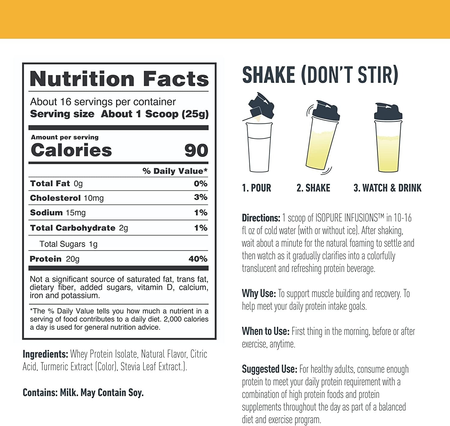 Isopure Protein Powder, Protein Isolate, Workout Recovery Drink Mix(16 Servings)