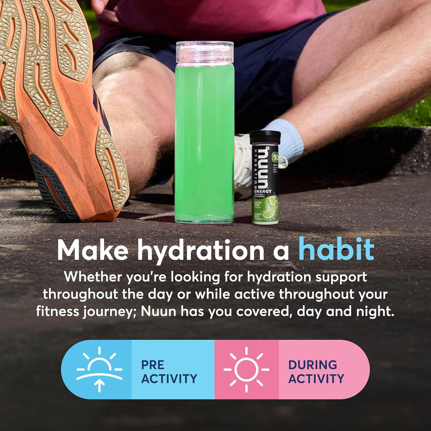 Nuun Energy Electrolyte Tablets Caffeine B Vitamins Fresh Lime, 80ct