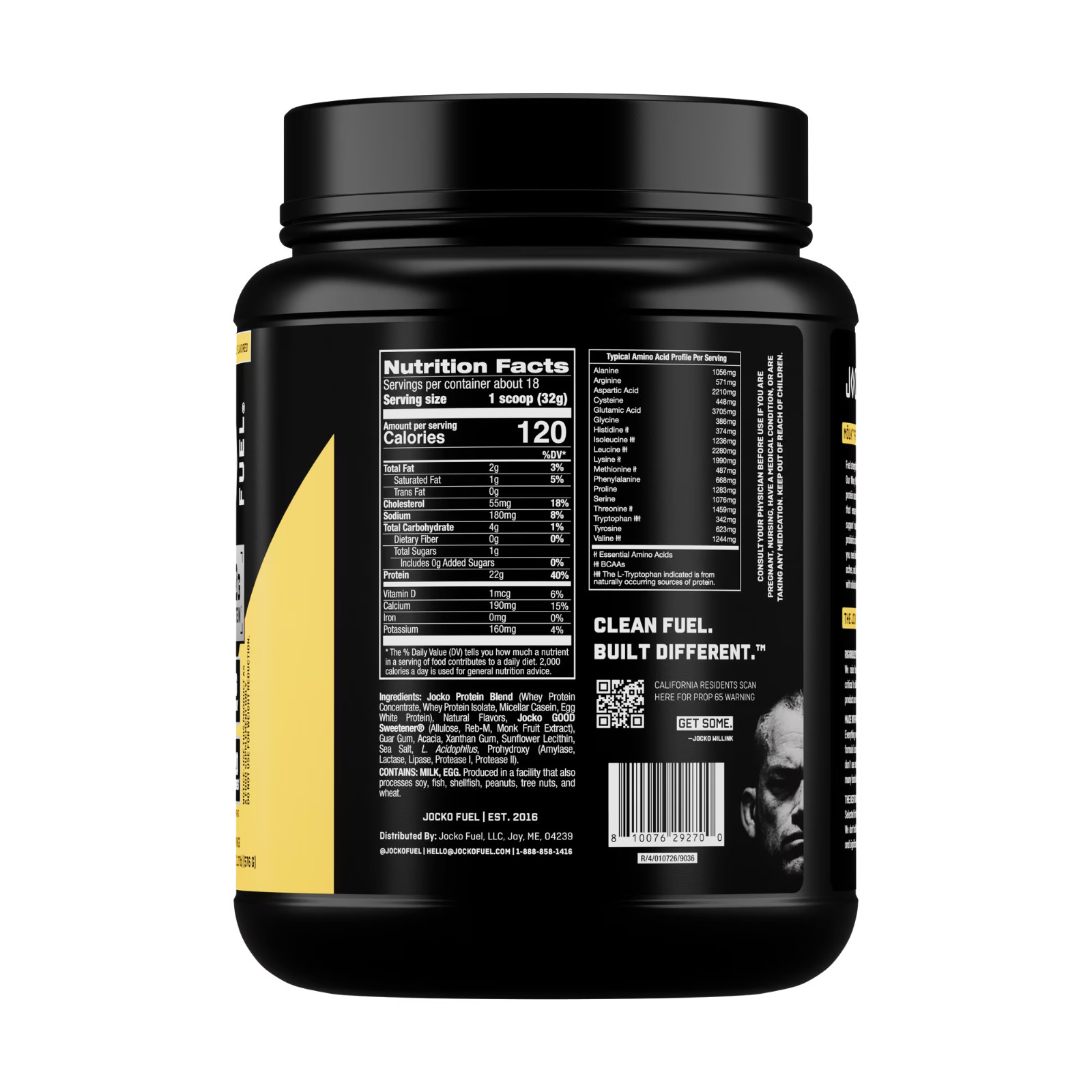 Jocko Fuel Vanilla Whey Protein Powder 22g Protein No Sugar 18 Servings