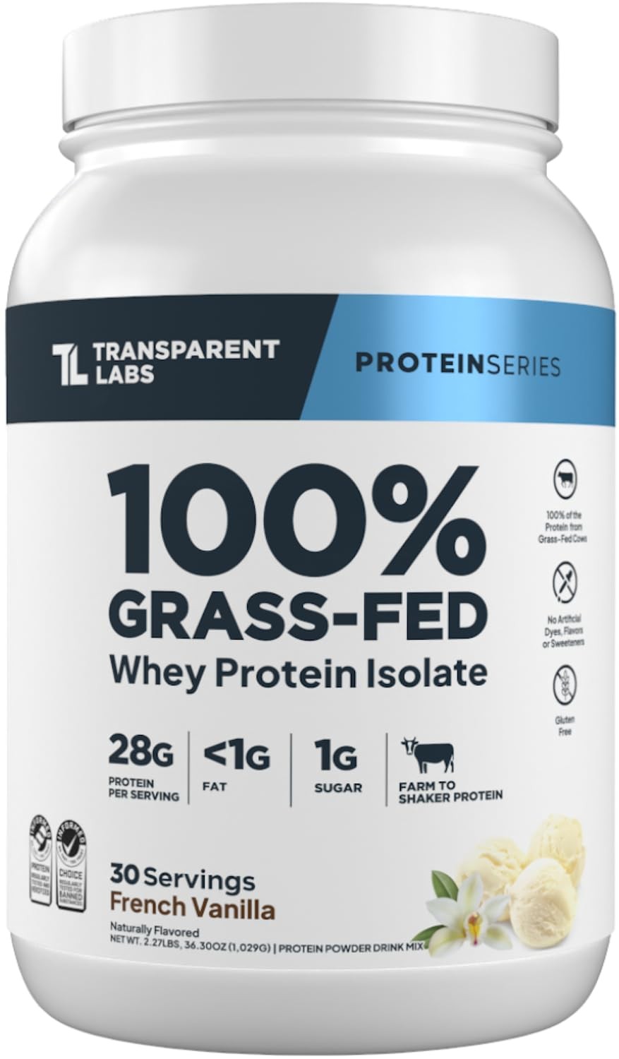 Grass-Fed Whey Protein Isolate – Naturally Flavored, Gluten Free Whey Protein Po