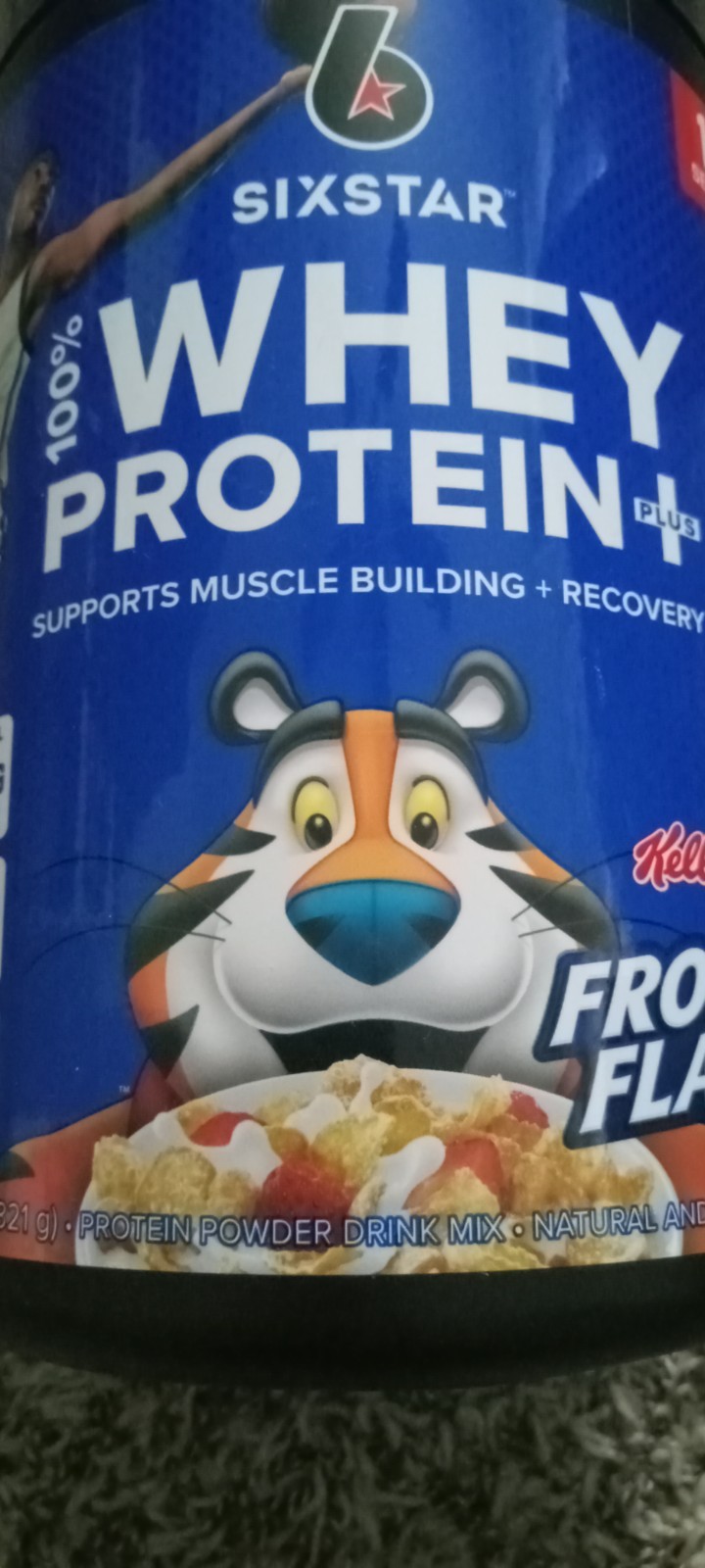 100% Whey Protein plus Kelloggs Frosted Flakes, 1.81 lbs, approx 18 servings