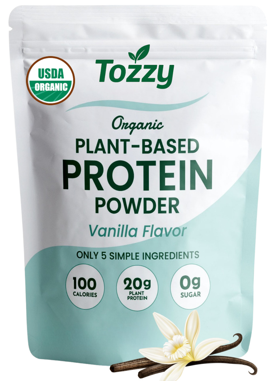 Organic Vegan Protein Powder- Vanilla,20g Protein-Only 5 Simple Ingredients 8 oz