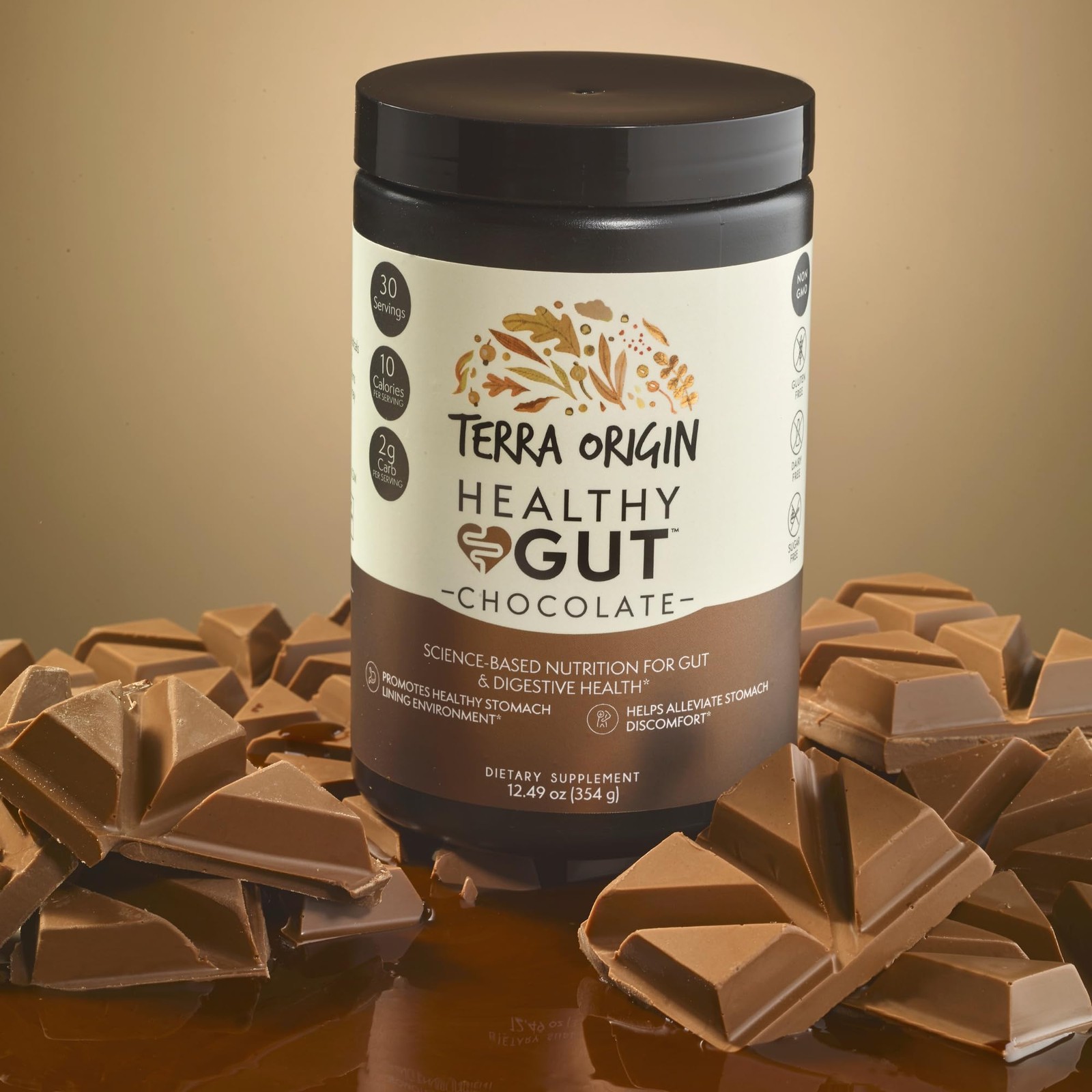 Healthy Gut Chocolate | 30-Servings with L-Glutamine, Zinc, Glucosamine, Slip…