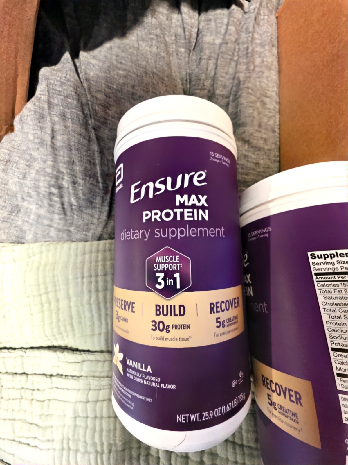 Ensure Max Protein Powder Vanilla Muscle Support 15 Servings 25.9oz 2 (pack)