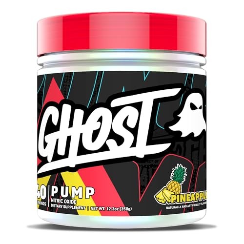 GHOST Pump Stim-Free Pre-Workout Powder, Pineapple, 40 Servings, Vegan