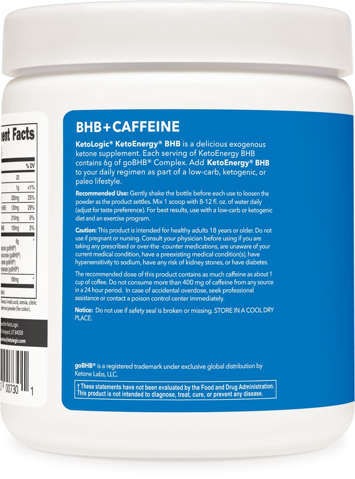 Ketologic KetoEnergy (Watermelon) BHB + CAFFEINE Exogenous Supplement (30 serv)