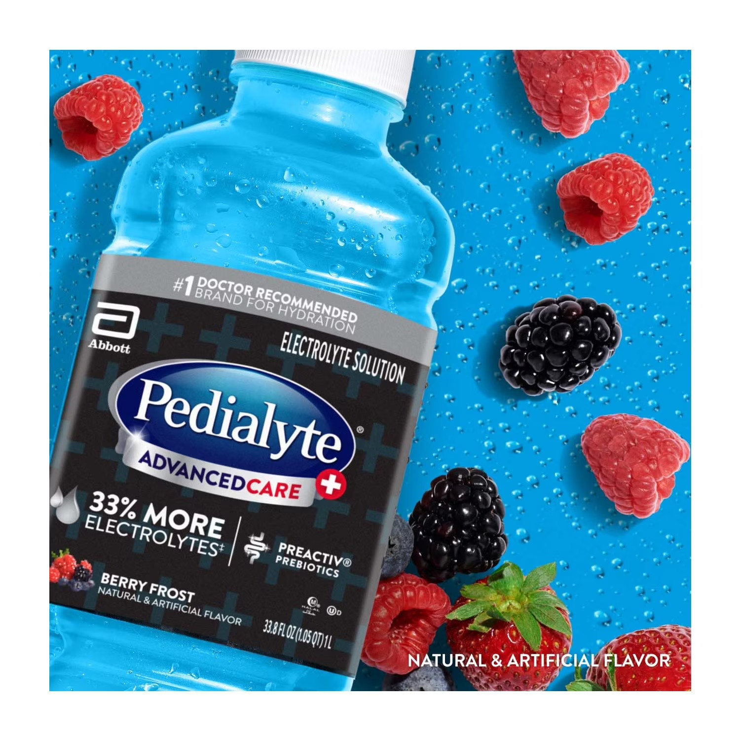 Pedialyte AdvancedCare Plus Electrolyte Drink, Berry Frost, 1 Liter