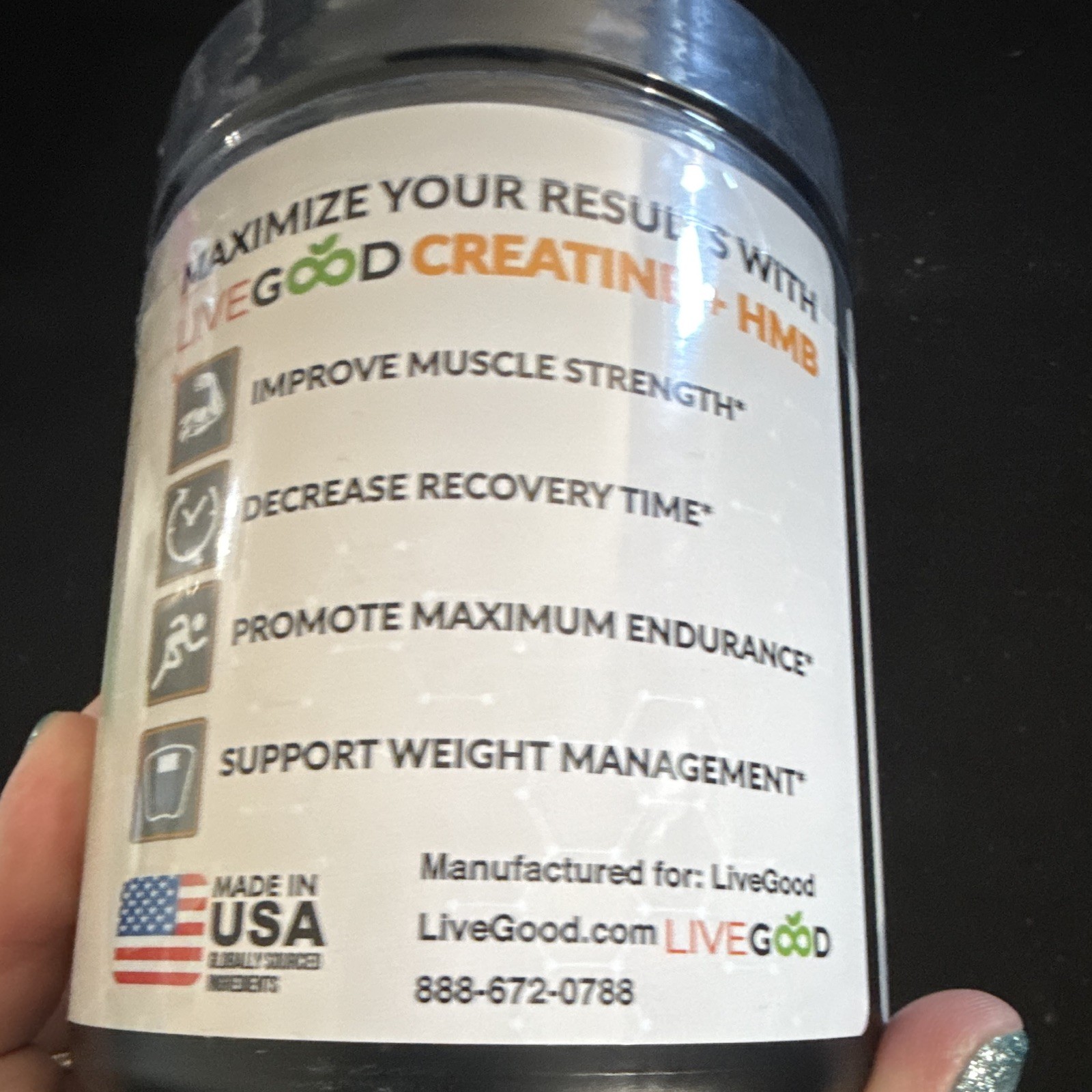 LiveGood Creatine + HMB Powder Unflavored Keto Friendly 3rd Party Tested 8.5 oz