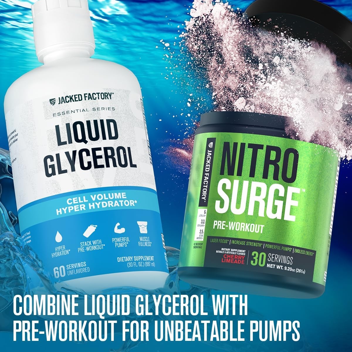 Liquid Glycerol Cell Volume Hyper Hydrator – Vegan Pump Pre Workout, 60 Servings