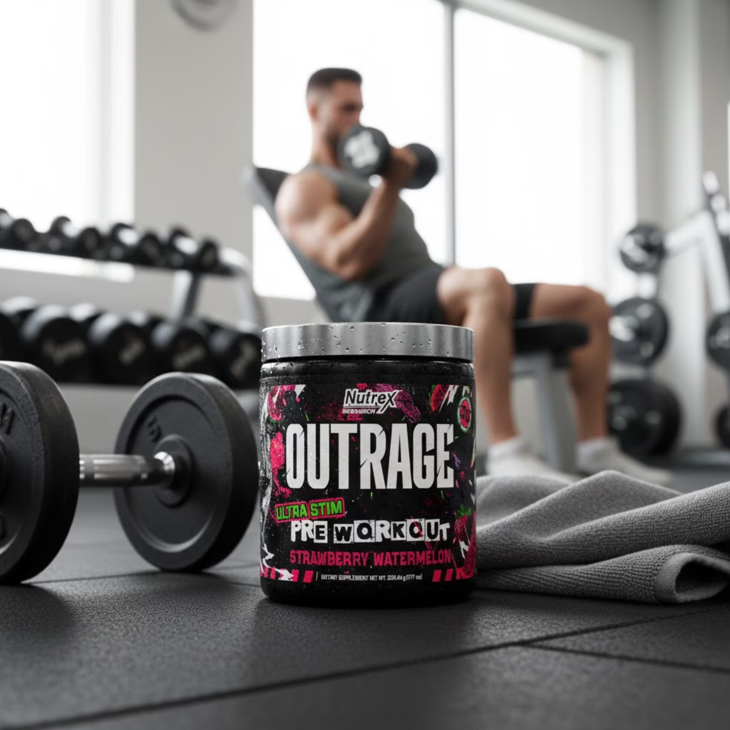 Nutrex Research OUTRAGE Strawberry Watermelon High Intensity Pre Workout Powder