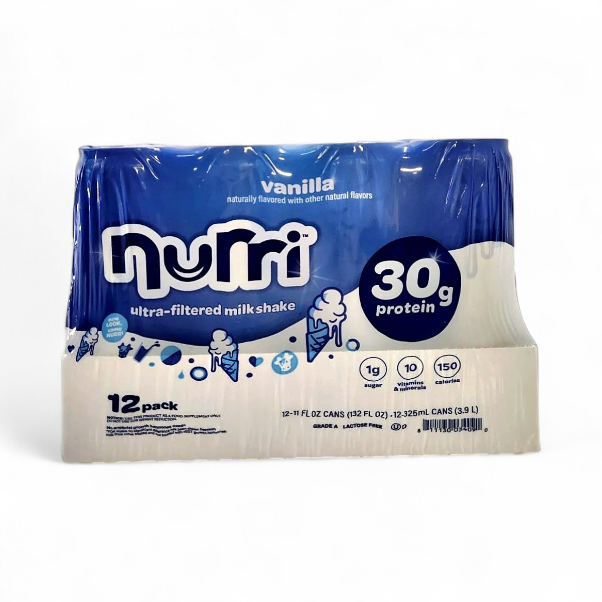 Nurri 30g Protein Ultra-Filtered Vanilla Milk Shake Cans 11 fl oz – 12 Pack
