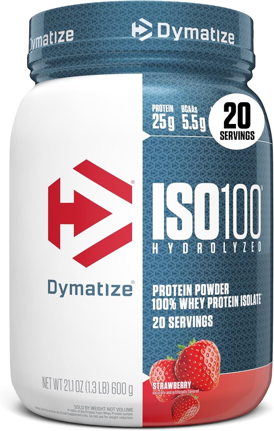 Dymatize ISO100 Whey Protein Powder Isolate, Strawberry, 25g of Protein