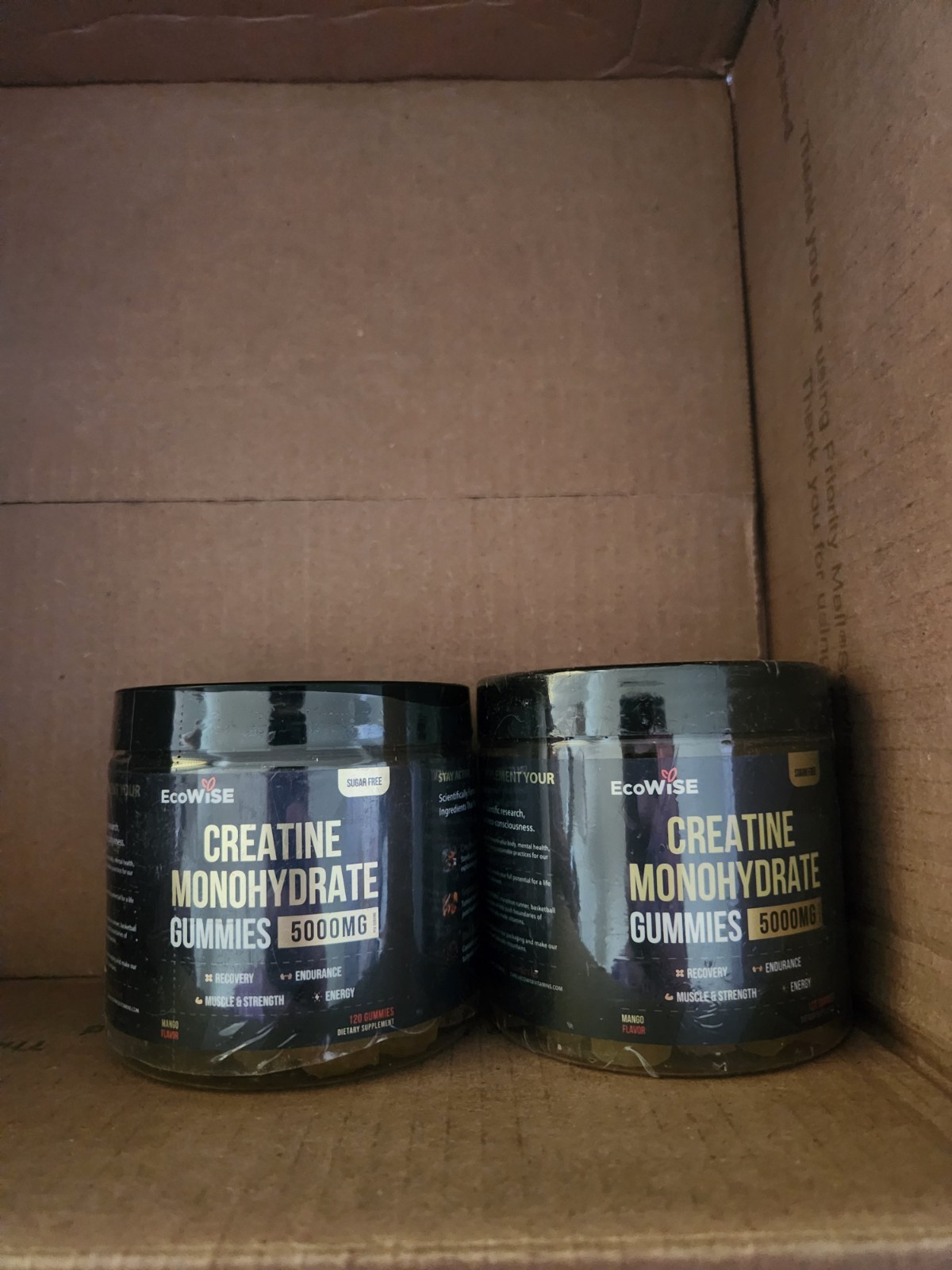 2pk EcoWise Creatine Monohydrate Gummies 5000MG Mango Flavored 120ct EXP 03/27
