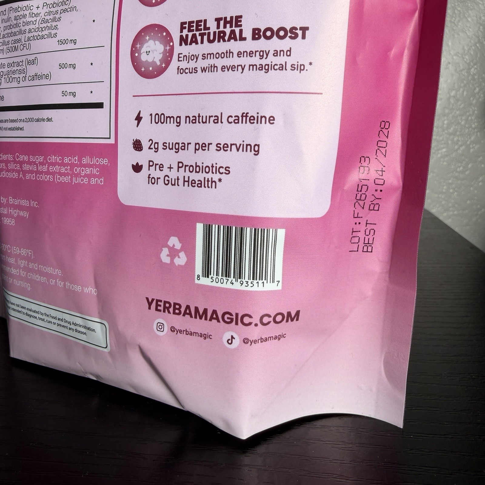 Yerba Magic Pink Potion Drink Mix Powder 20 Sticks 4.37 oz Pre/Probiotics