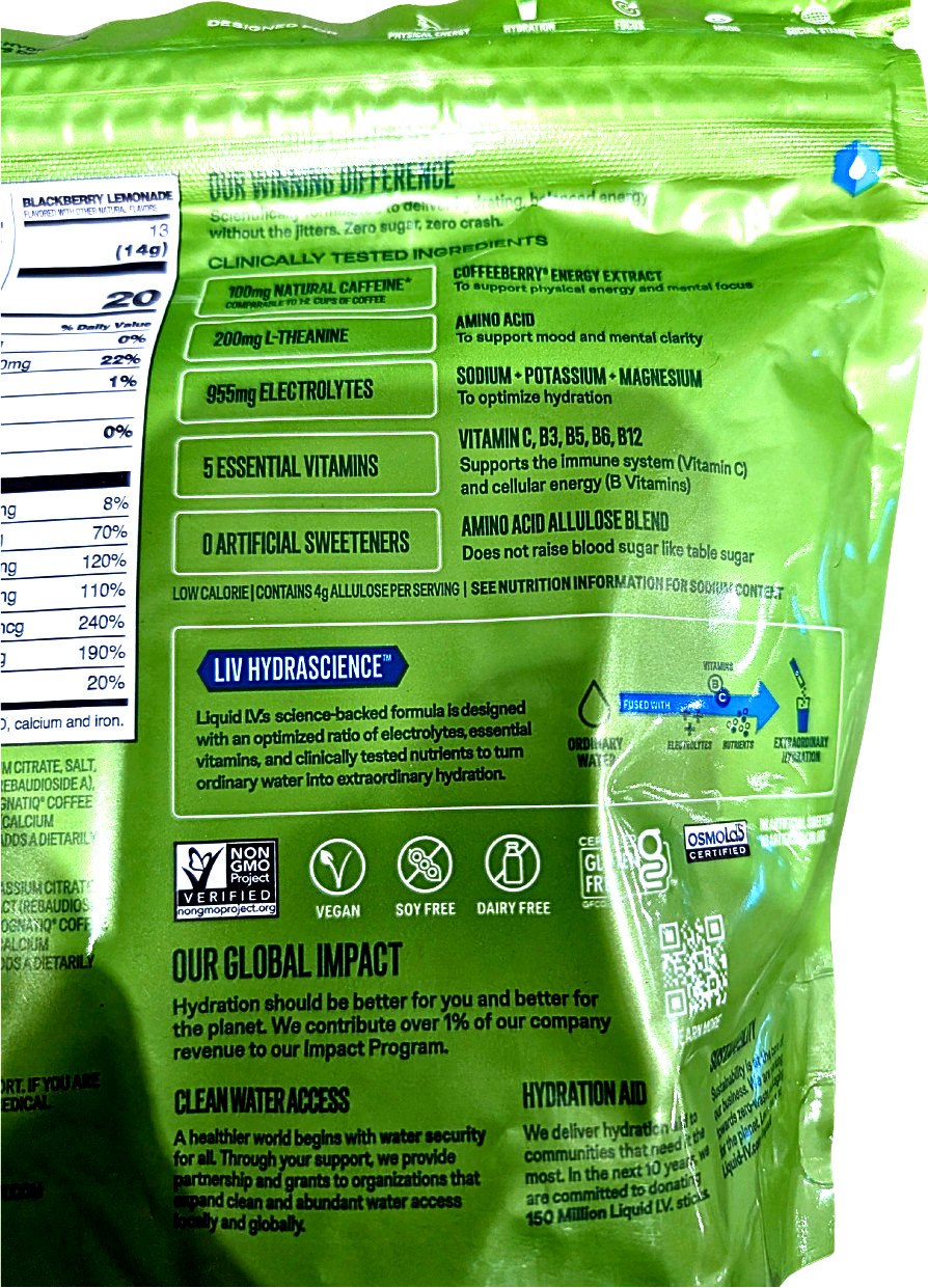 Liquid I.V. Energy Multiplier Sugar Free Drink Mix Variety Pack 26 Sticks ED7/27