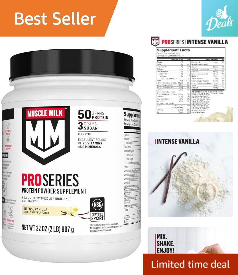 Pro Series Protein Powder, Intense Vanilla, 50g Protein, NSF Certified, 2 LB
