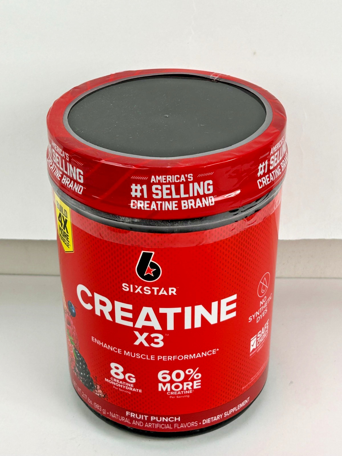 SixStar Creatine X3 Enhance Muscle Performance 8g 2.17lbs Fruit Punch 03/2028