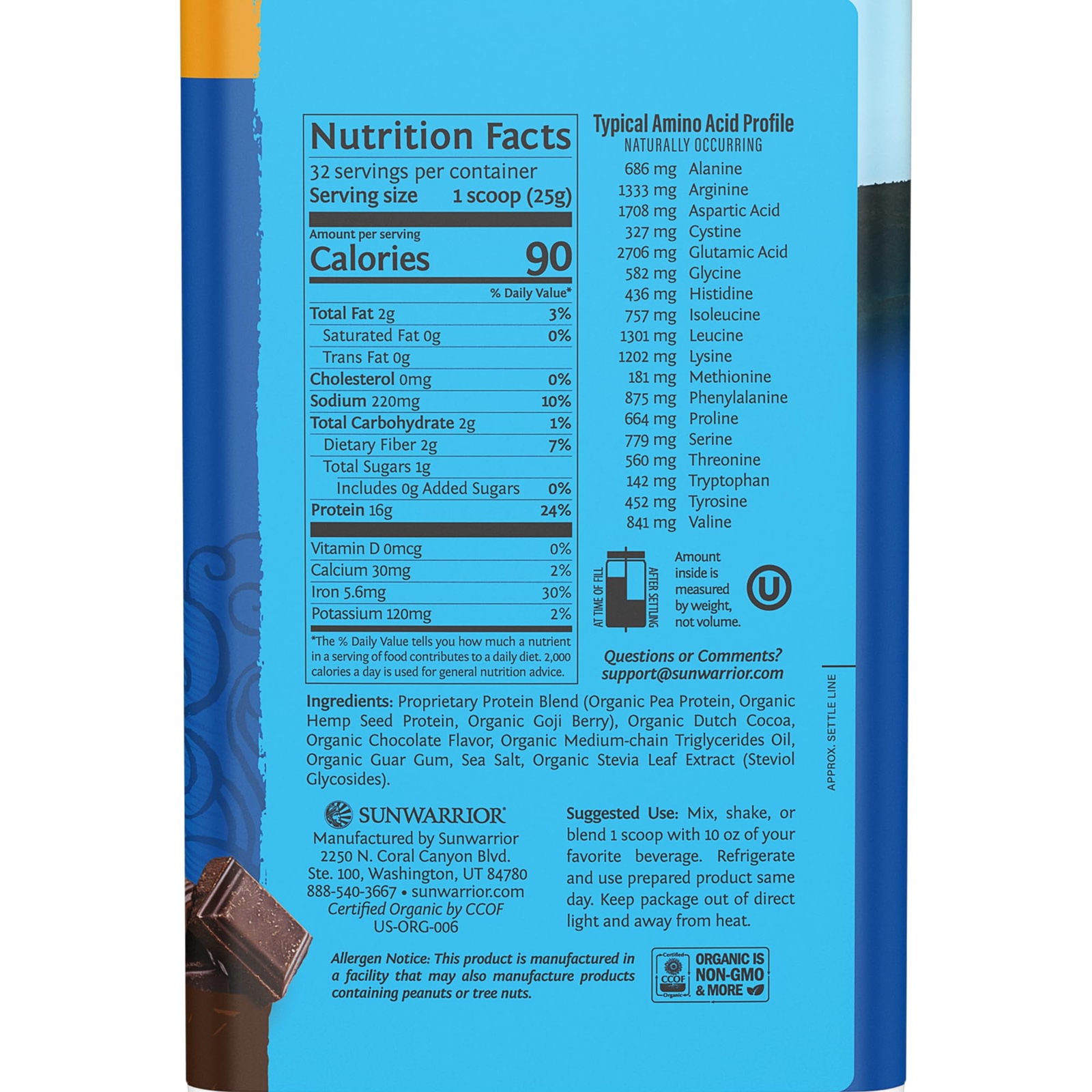 Sunwarrior Vegan Protein Powder Plant-Based USDA Organic | BCAA Amino Acids H…