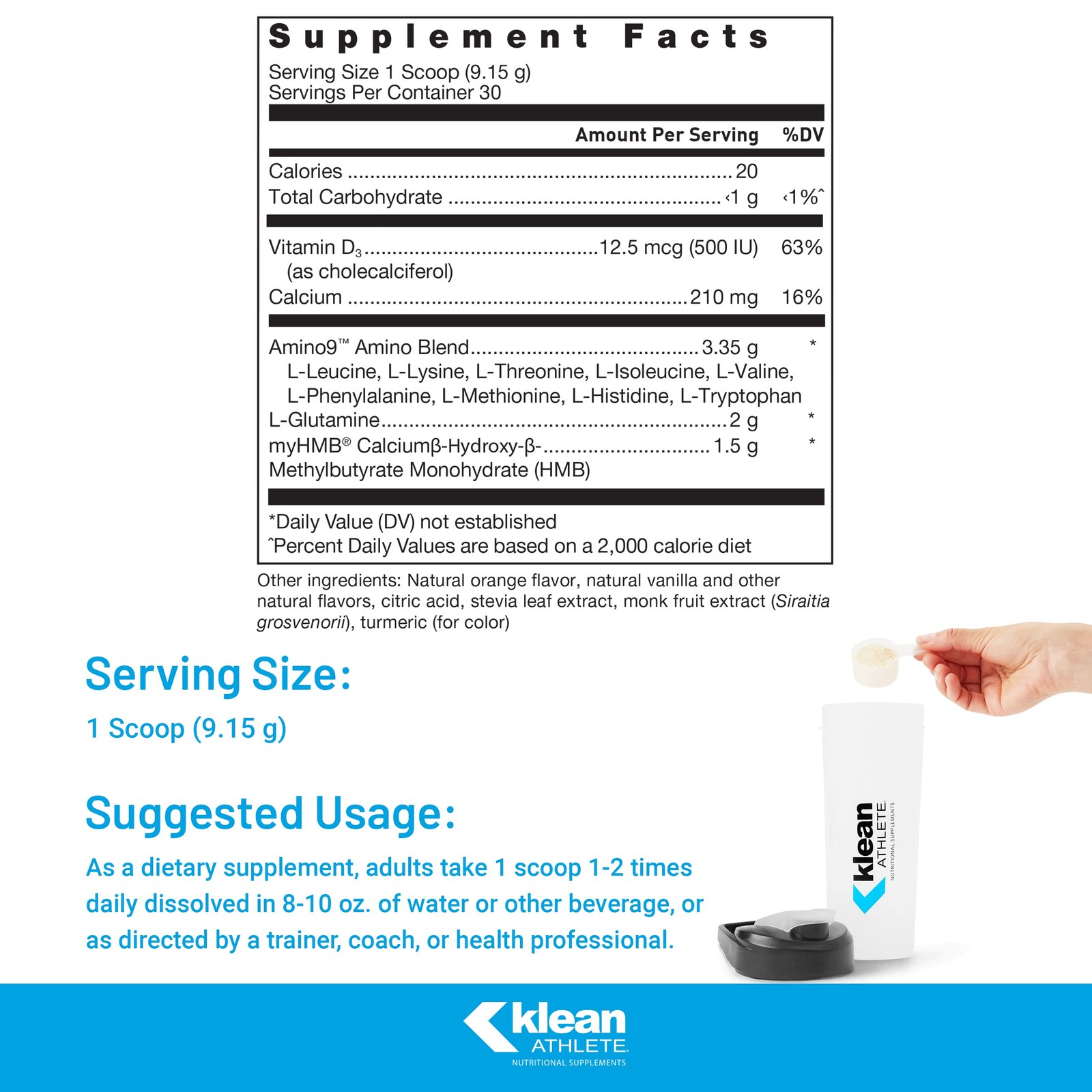 Klean Athlete Klean Essential Aminos + HMB Blend of Essential Amino Acids w…