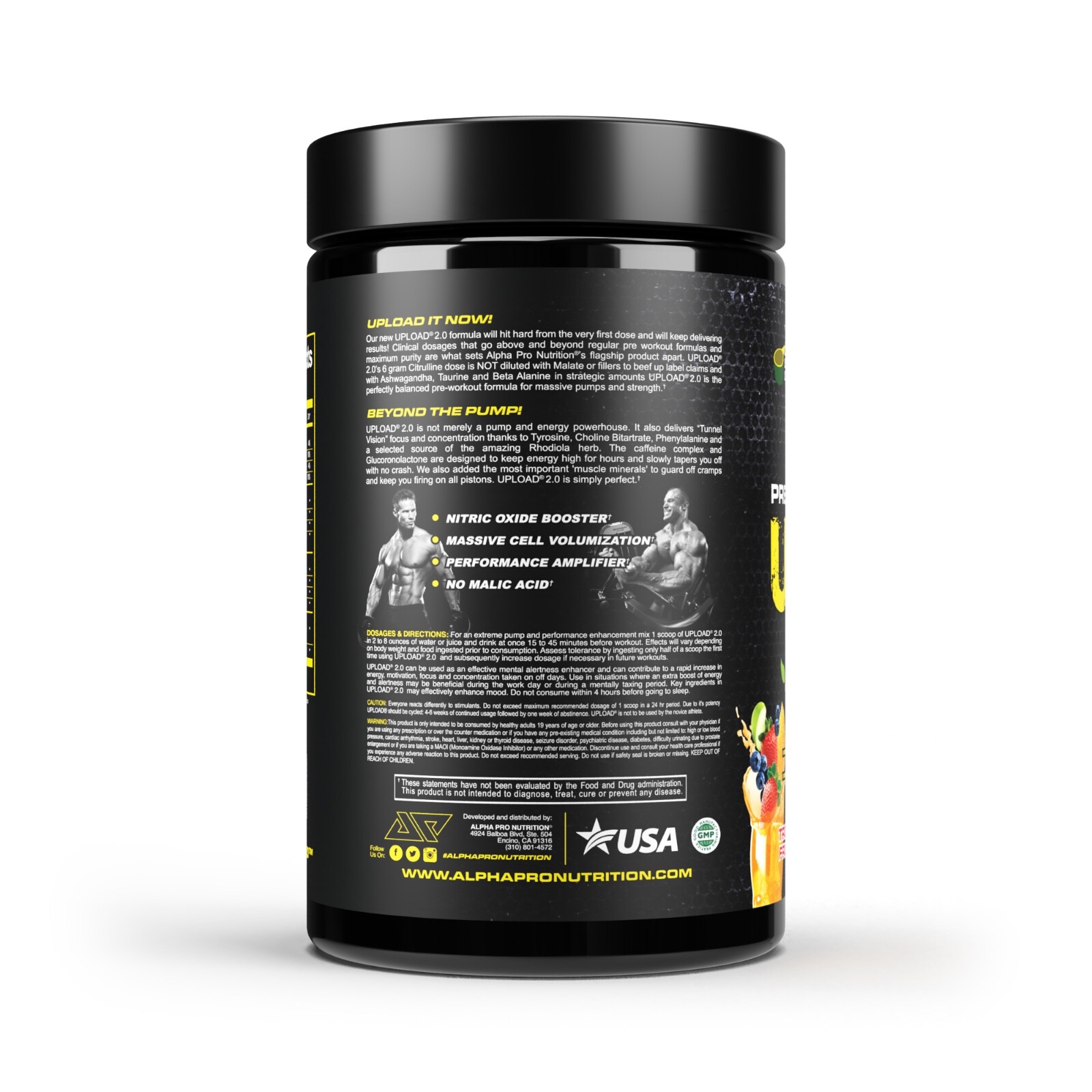 Pre Workout UPLOAD 2.0 Pump Citrulline Nitric Oxide Boost Ashwaghanda ALPHA PRO