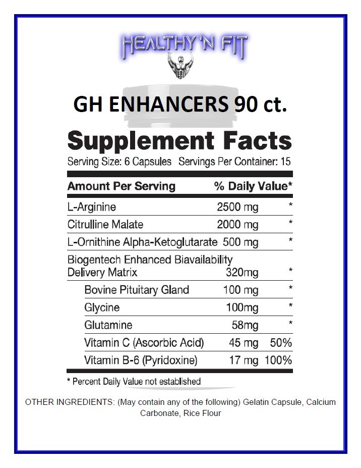 Healthy N Fit- GH Enhancers 90 Caps – GH, IGF1, NO2: Recovery, Rest, Repeat