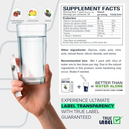 Electrolyte Hydration Powder Packets – Advanced Recovery Formula, 20 Grape Packe