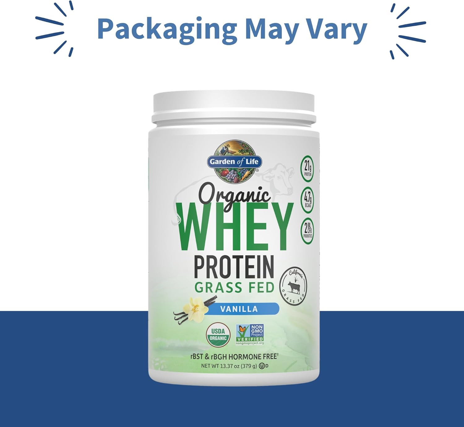 Garden of Life Grass Fed Whey Protein Powder Vanilla – 21G Protein for Women & M