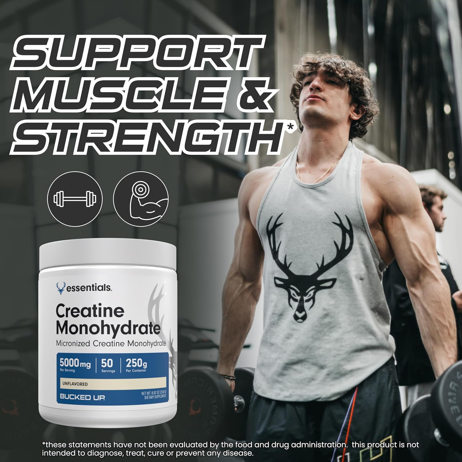Bucked Up Micronized Creatine Powder 50 Servings Gluten Free Non Gmo
