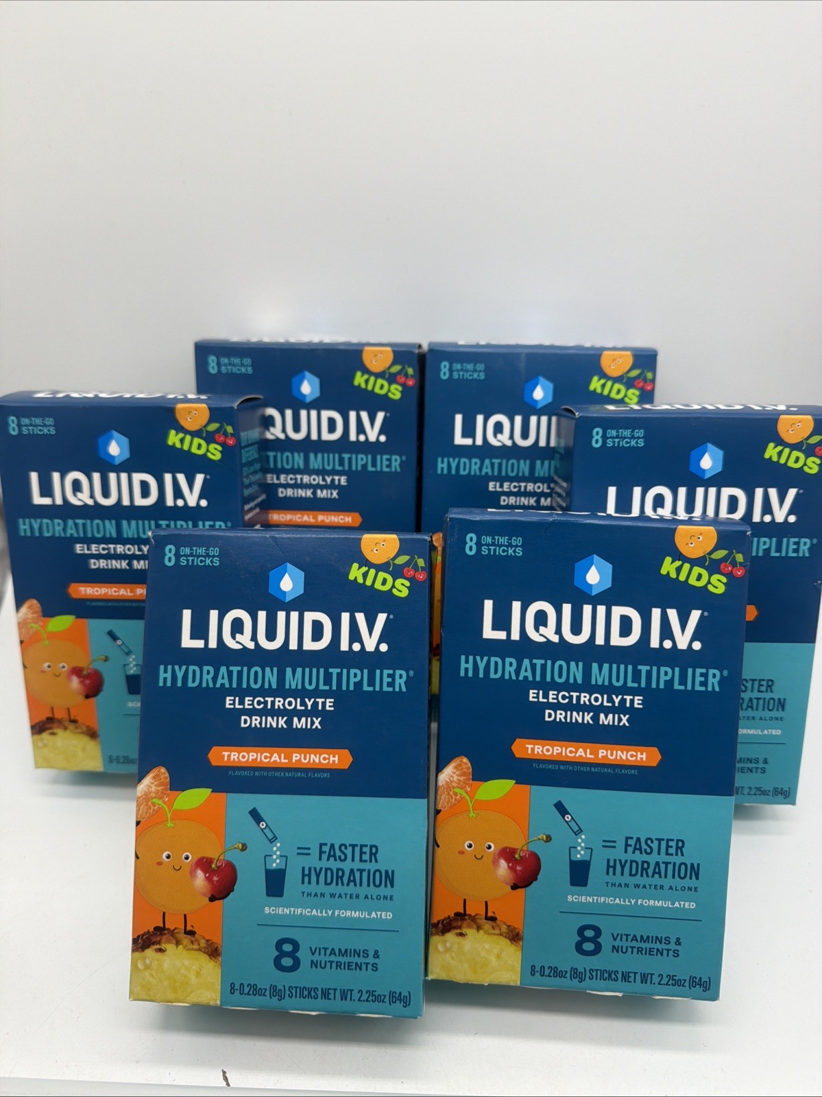 (6) Liquid I.V. Hydration Multiplier Electrolyte Drink Mix Kid Tropical Punch 48
