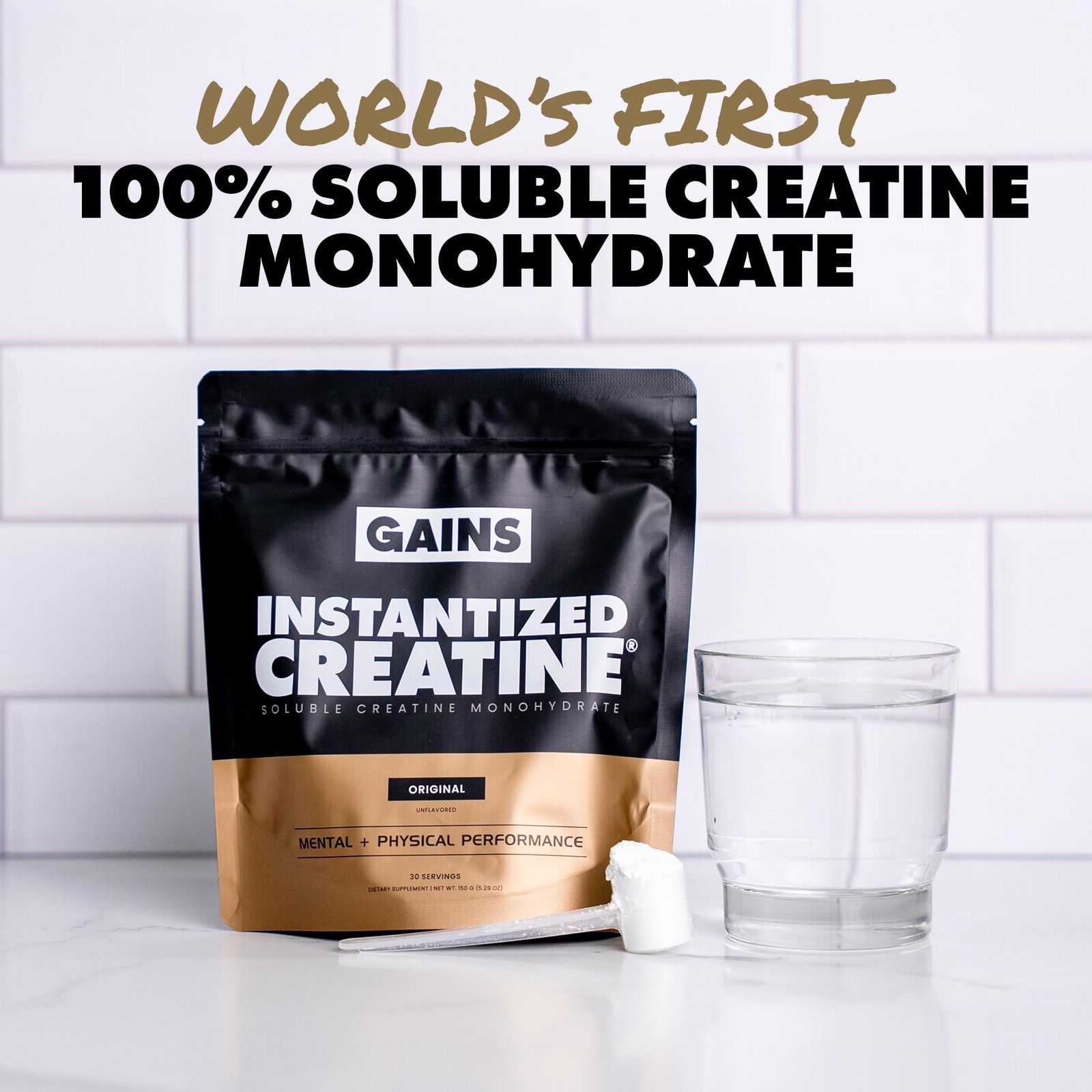 Gains in Bulk Instantized Creatine Monohydrate for Men & Women, Soluble Creat…