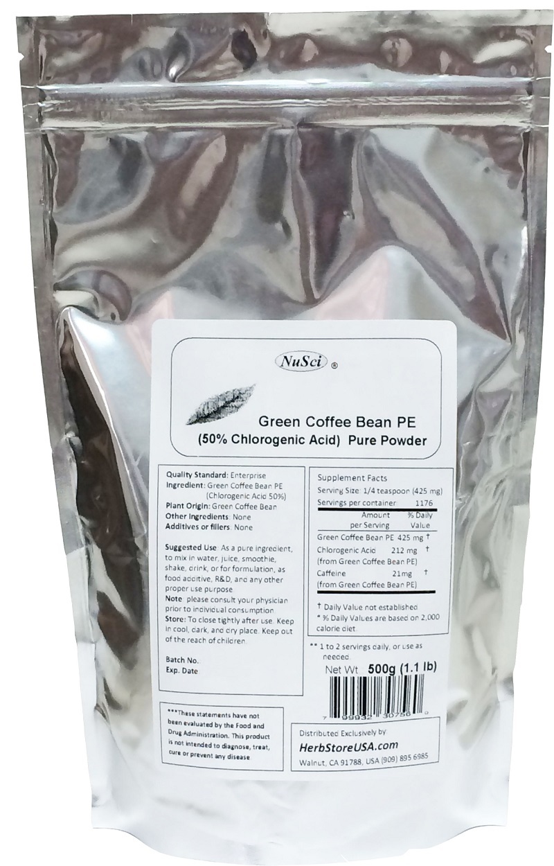 NuSci Green Coffee Bean Extract powder 50% Chlorogenic Acid 100g(3.52oz non-GMO