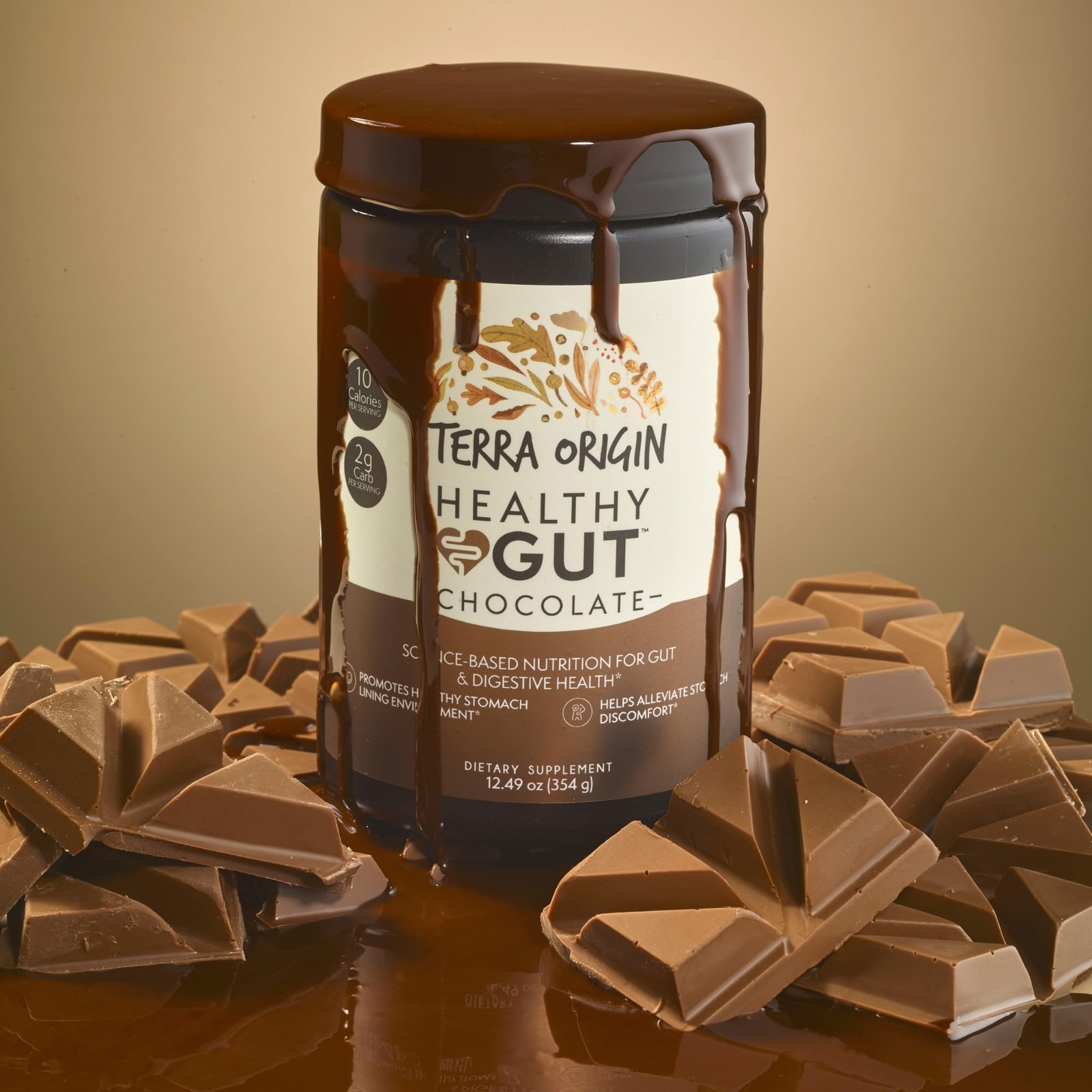 TERRA ORIGIN Healthy Gut Chocolate | 30-Servings with L-Glutamine, Zinc, Gluc…