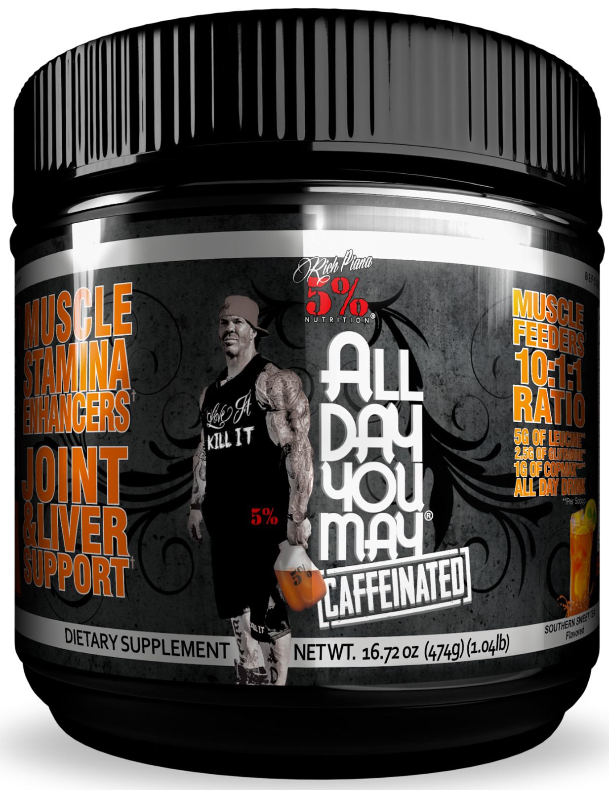 5% Nutrition Rich Piana All Day You May | CAFFEINATED | BCAA AMINO ALL FLAVORS