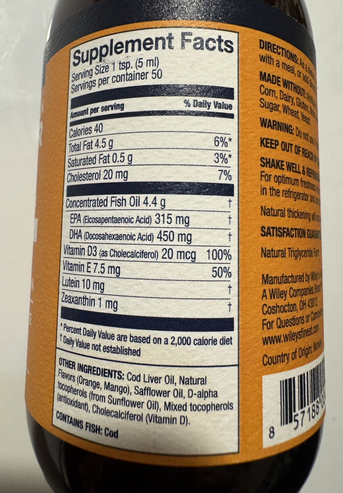 Wild Norwegian Cod Liver Oil +, Orange Bliss, 8.45 fl oz (250 ml)
