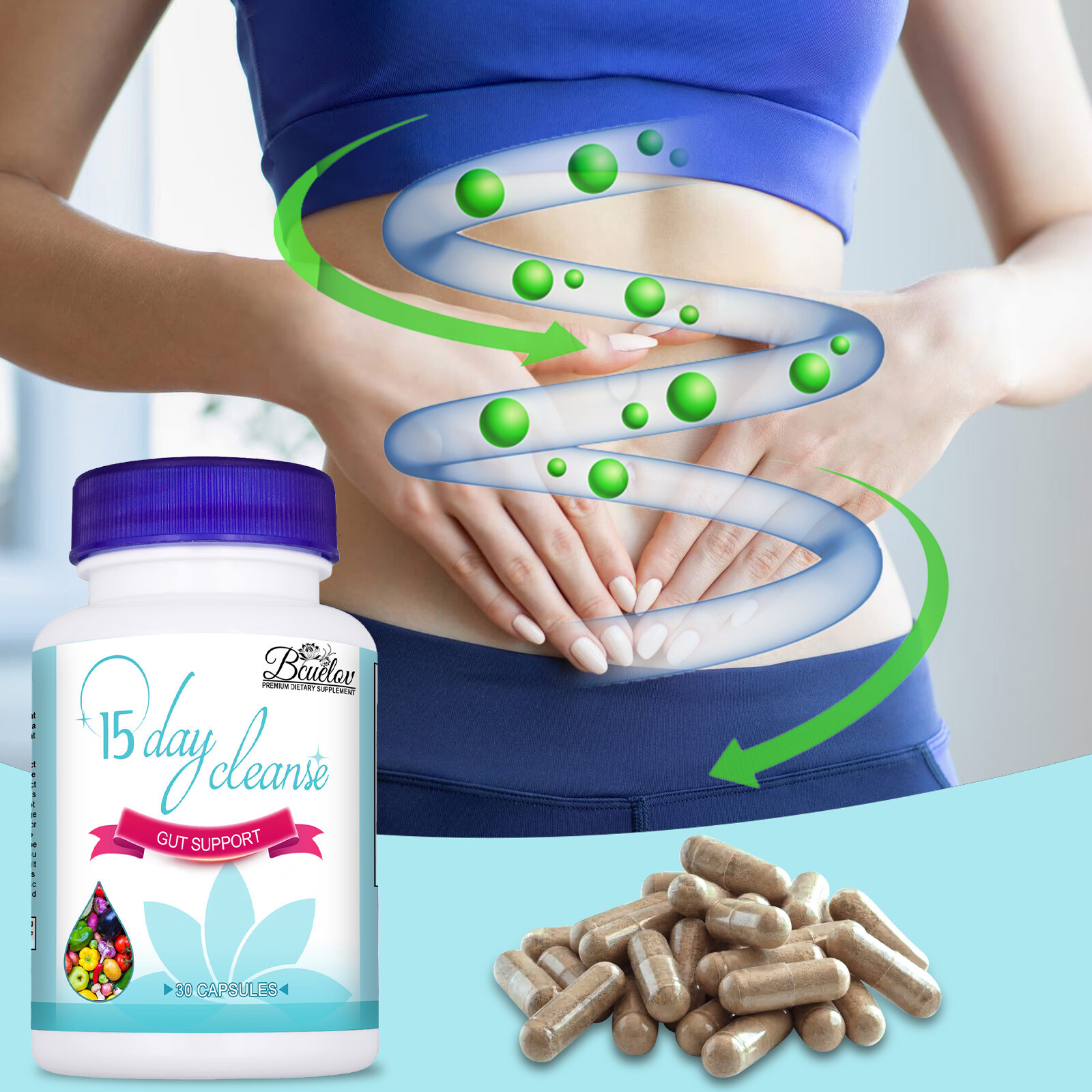 Original Product Gut and Colon Support 15 Day Cleanse Detox 30 CAPSULES Non-GMO