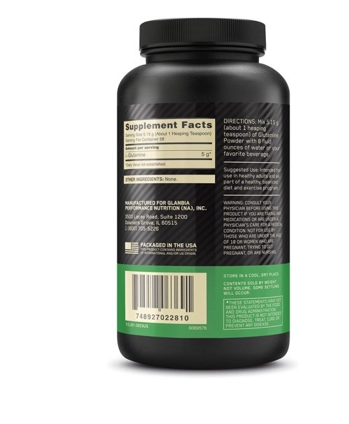 2-Pack Optimum Nutrition Glutamine Powder Unflavored 10.58 oz 300 g 58 Servings