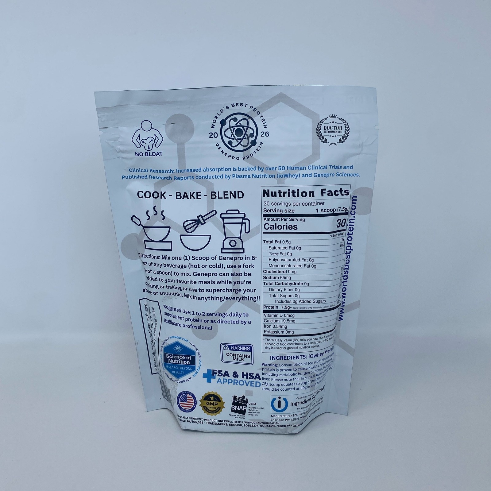 NexGen Genepro Unflavored Whey Protein Powder 225g (30 Servings)