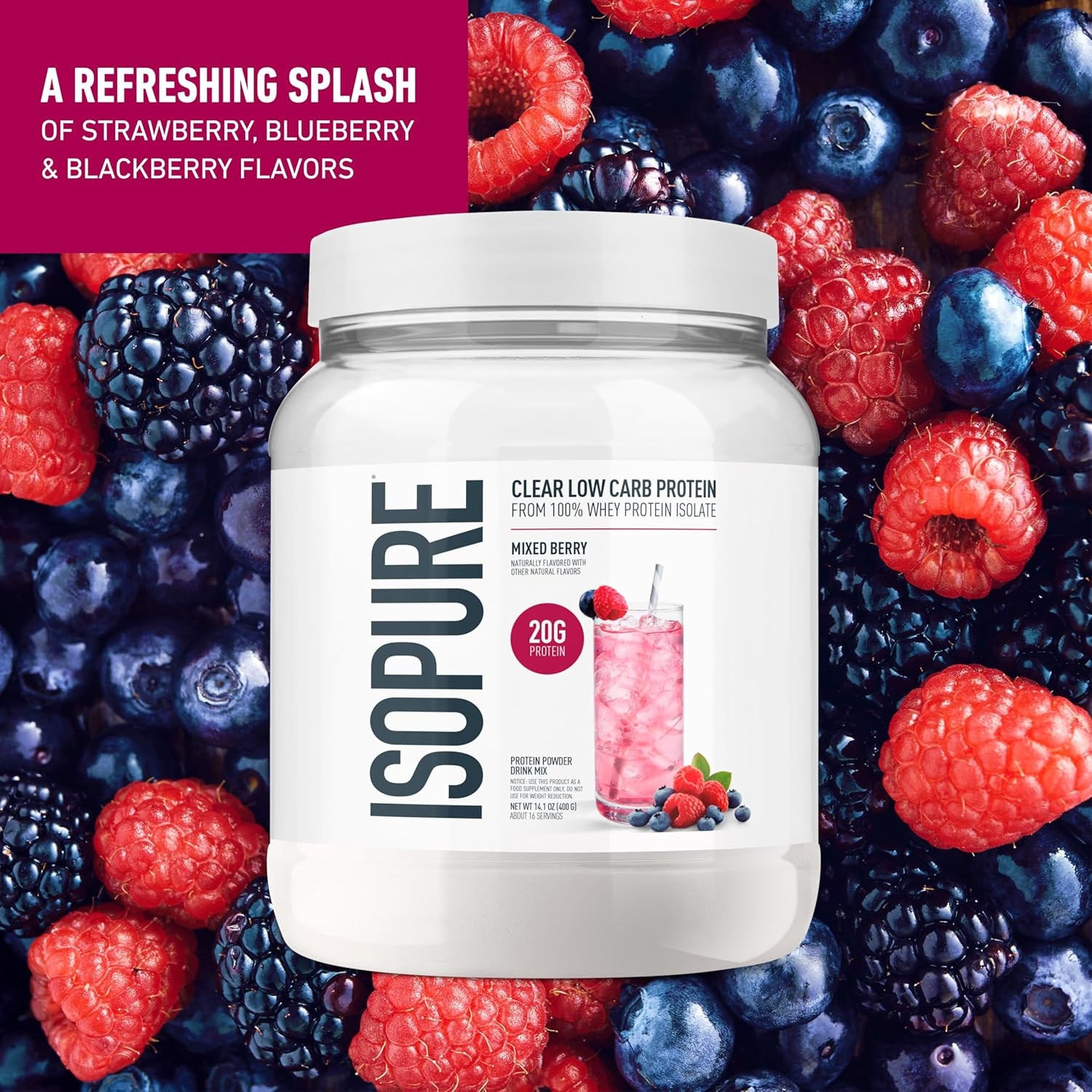 Clear Whey Isolate Protein Powder, Lactose Free, Gluten Free, Naturally Flavored