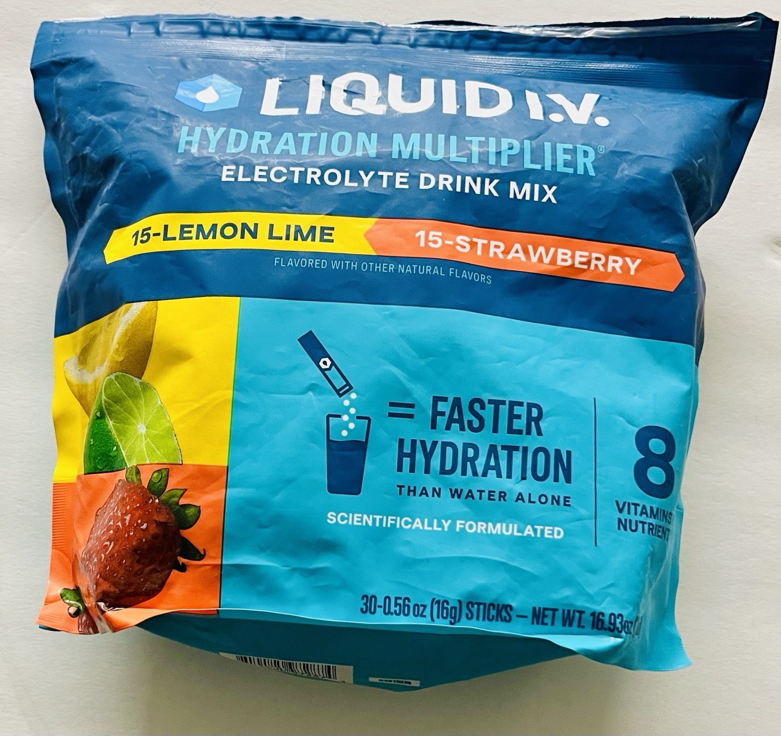 Liquid I.V. Hydration Multiplier 30 Sticks Lemon Lime Strawberry Exp 2027+ Read