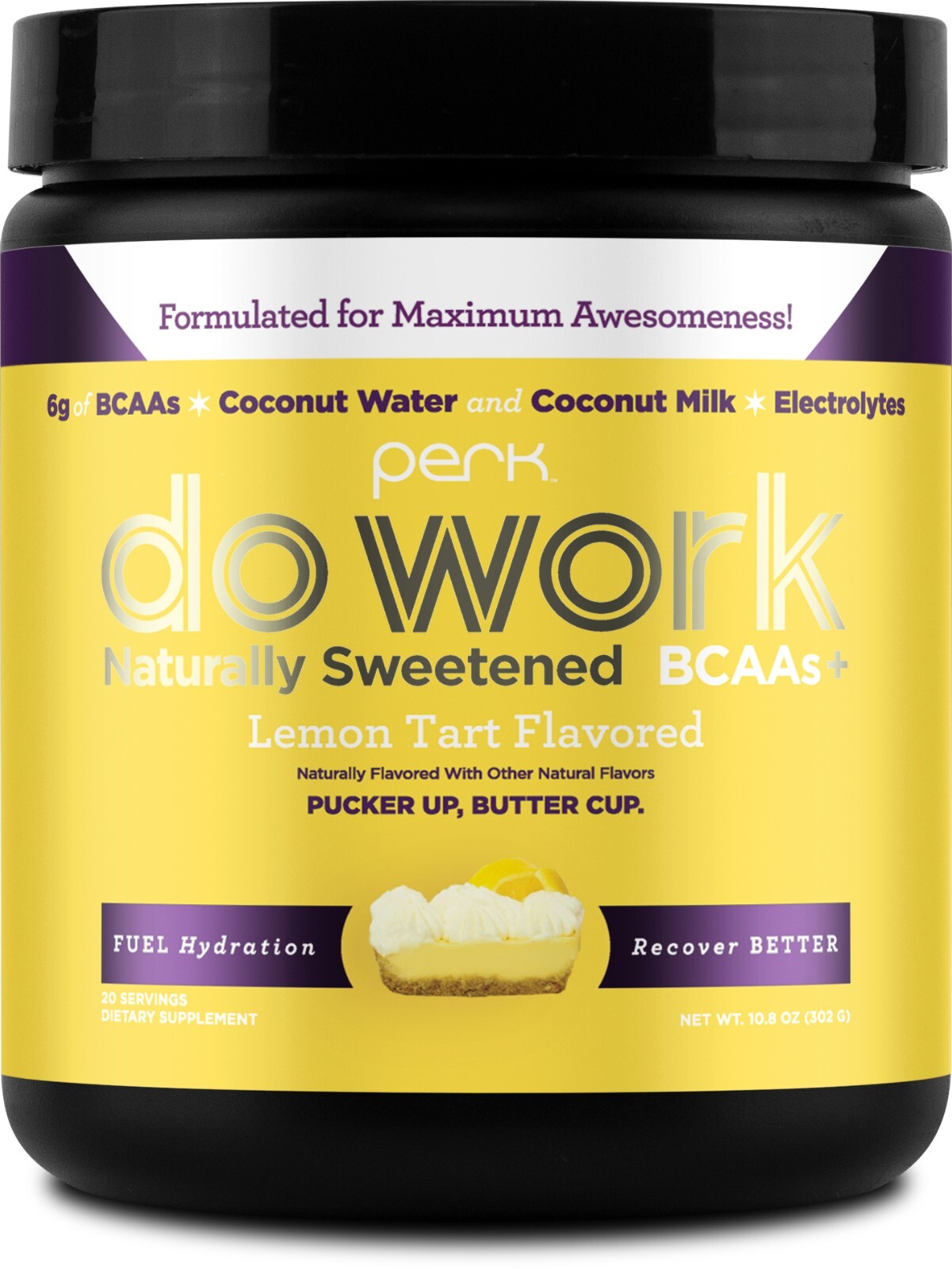 Perk BCAAs + Hydration Electrolytes – Naturally Sweetened Lemon Tart 20 Servings