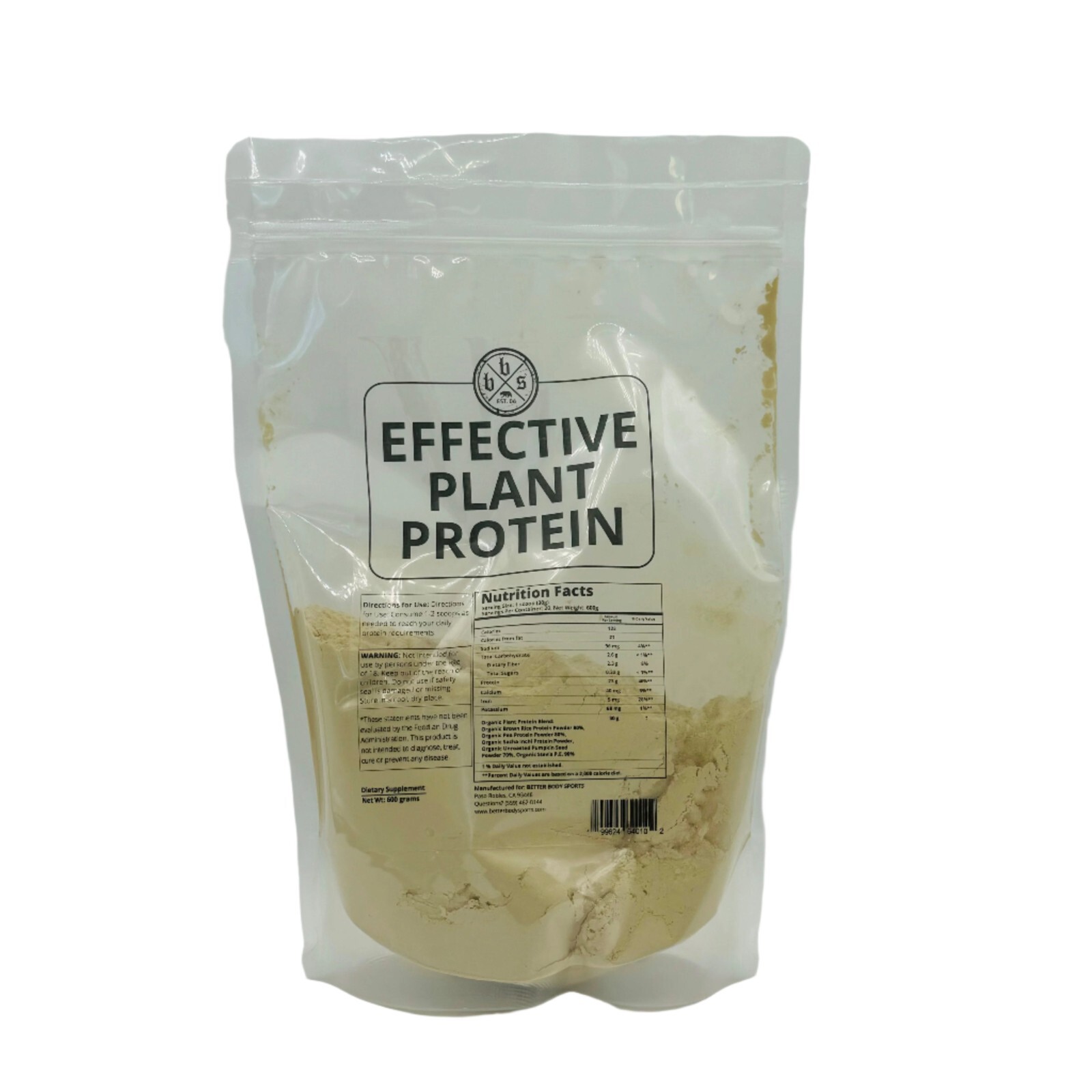 Effective Plant Protein (Unflavored) – Organic – 20 Servings