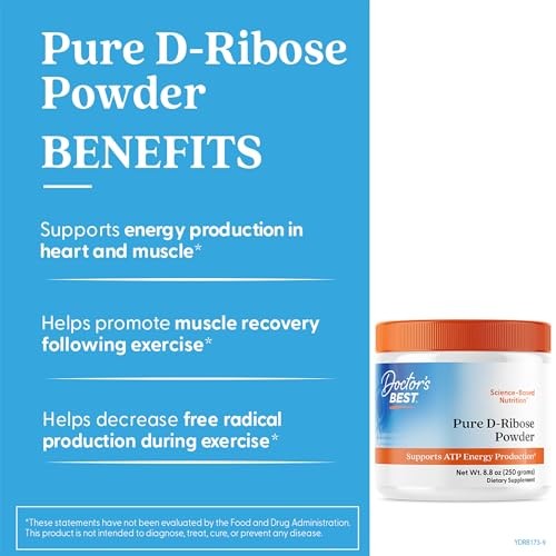 Doctor’s Best D-Ribose with Bioenergy 8.8 Ounce (Pack of 1), Unflavored